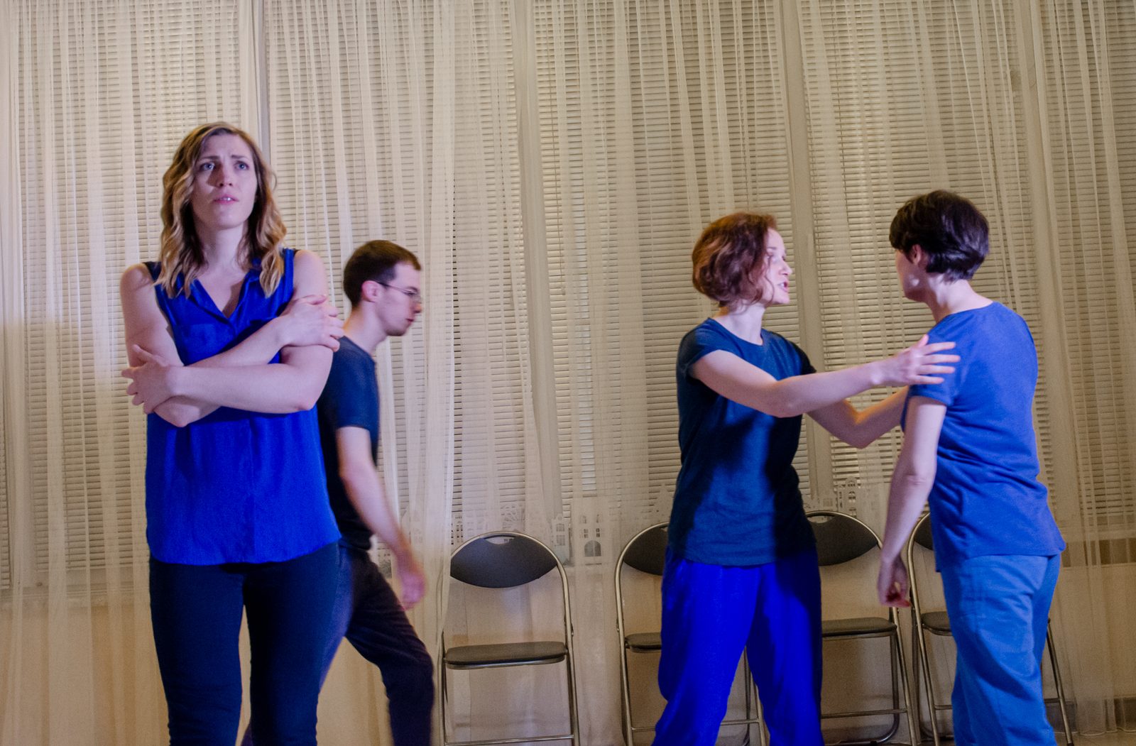Actores del grupo de Teatro Playback durante un ensayo